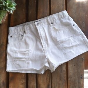 Forever 21 White Distressed Shorts Size 30 Cool Summer